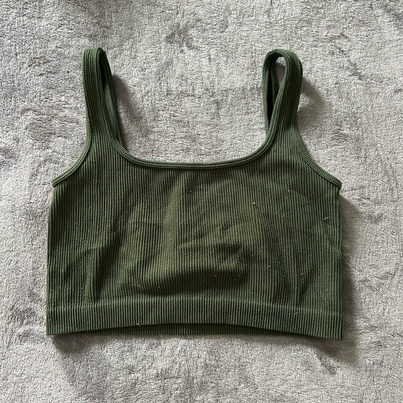 Green Ribbed Tank Top - Picture 1 of 2